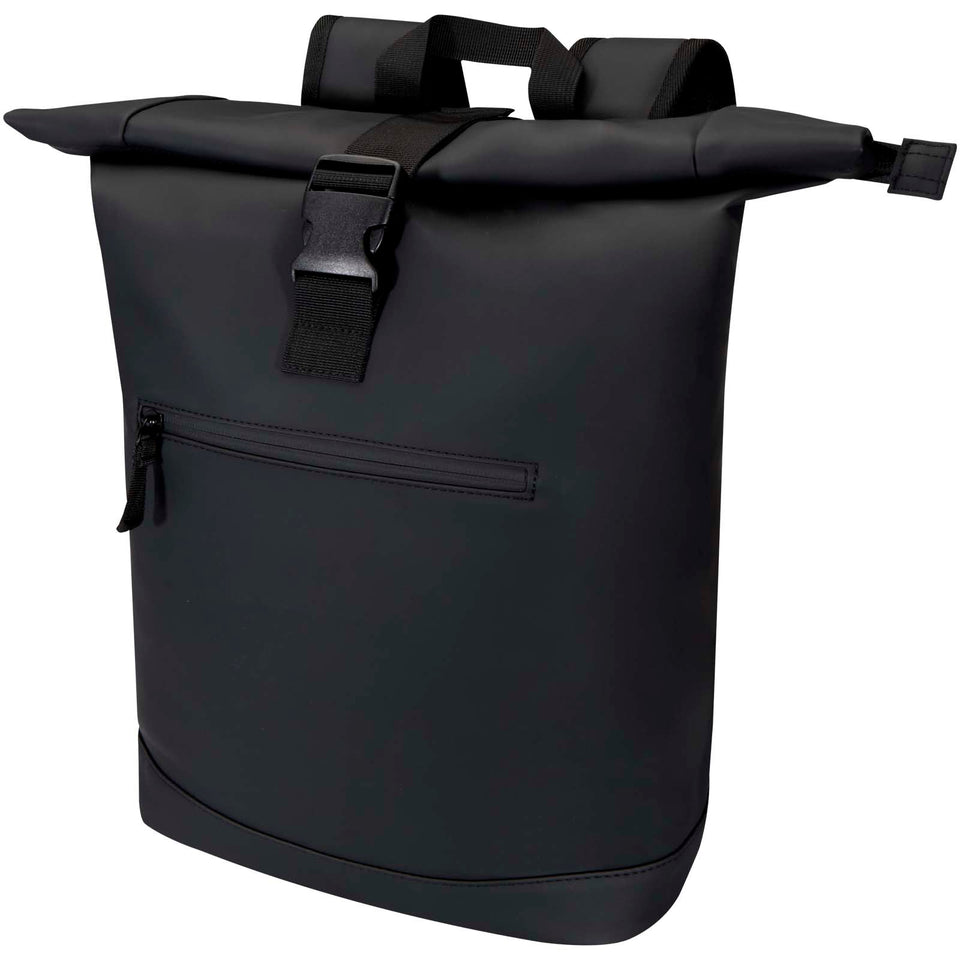Zaino roll-top per portatile da 15" in materiale riciclato certificato GRS da 18 litri Resi Plus personalizzato con logo - Pubblienne