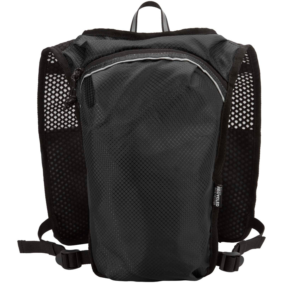 Gilet per la corsa in materiale riciclato certificato GRS con zainetto per l'idratazione da 5 litri Nomad personalizzato con logo - Pubblienne