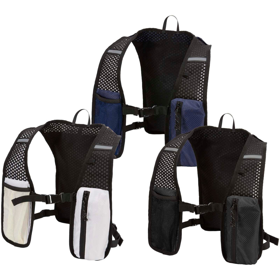 Gilet per la corsa in materiale riciclato certificato GRS con zainetto per l'idratazione da 5 litri Nomad personalizzato con logo - Pubblienne