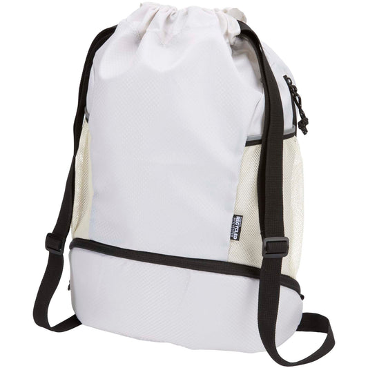 Borsa sportiva con cordoncino in materiale riciclato certificato GRS e scomparto inferiore da 18 litri Nomad personalizzato con logo - Pubblienne