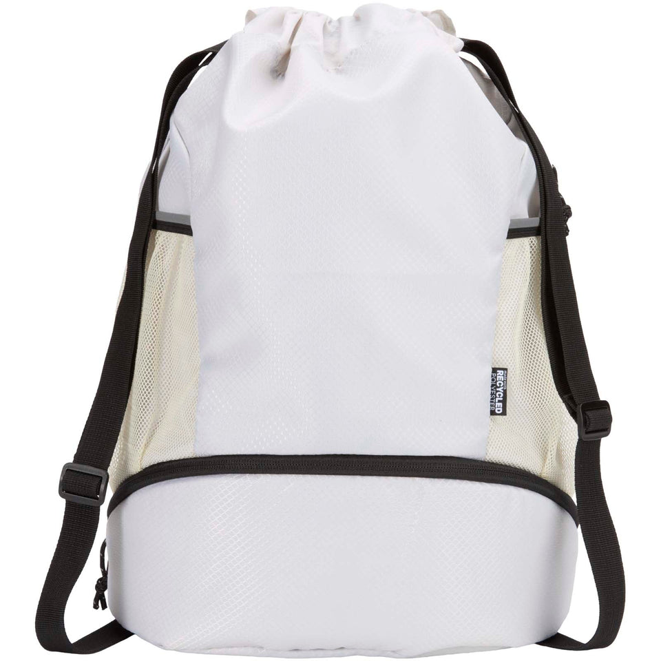 Borsa sportiva con cordoncino in materiale riciclato certificato GRS e scomparto inferiore da 18 litri Nomad personalizzato con logo - Pubblienne