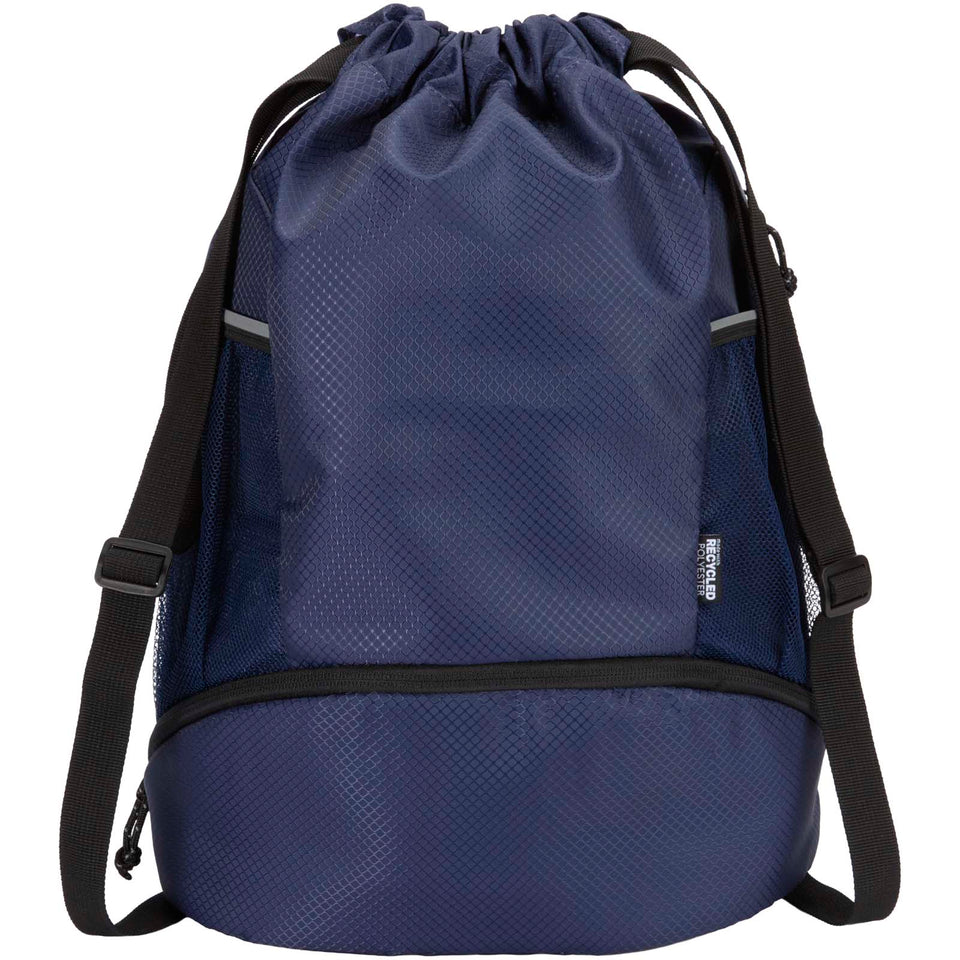 Borsa sportiva con cordoncino in materiale riciclato certificato GRS e scomparto inferiore da 18 litri Nomad personalizzato con logo - Pubblienne
