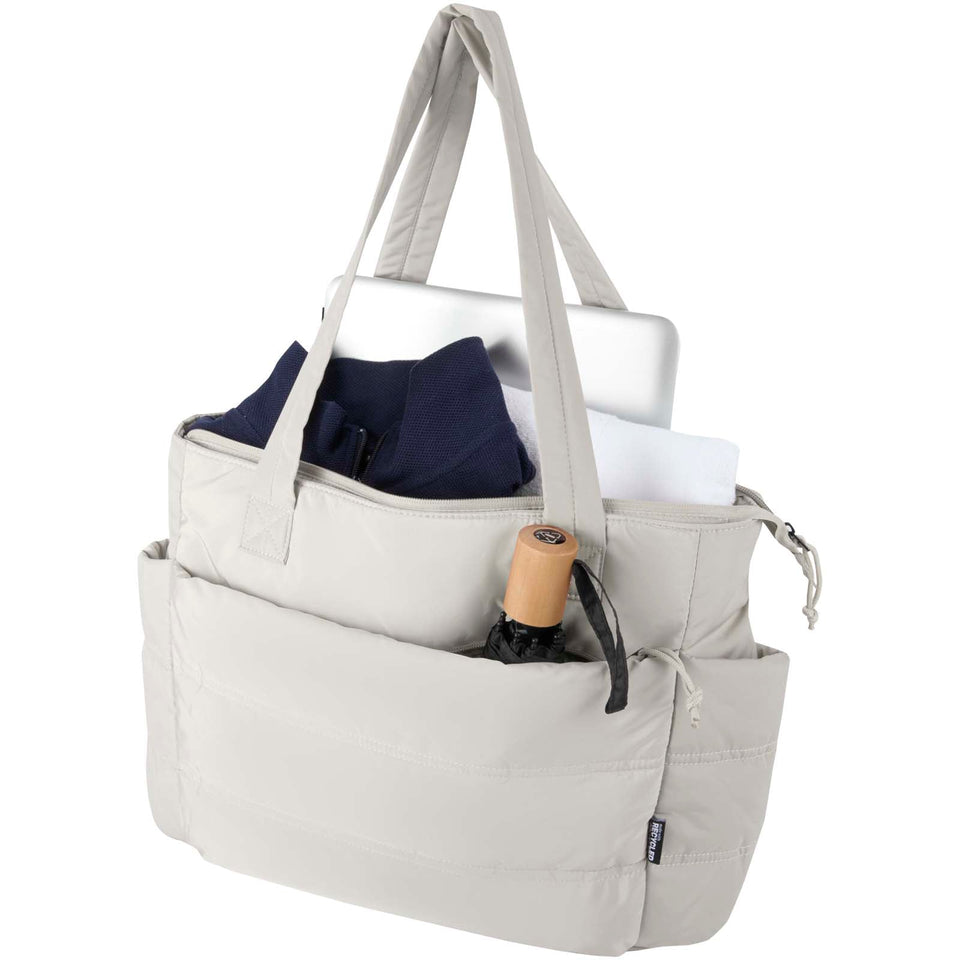Tote bag per portatile da 15,6" in materiale riciclato certificato GRS Puffer - 18L personalizzato con logo - Pubblienne