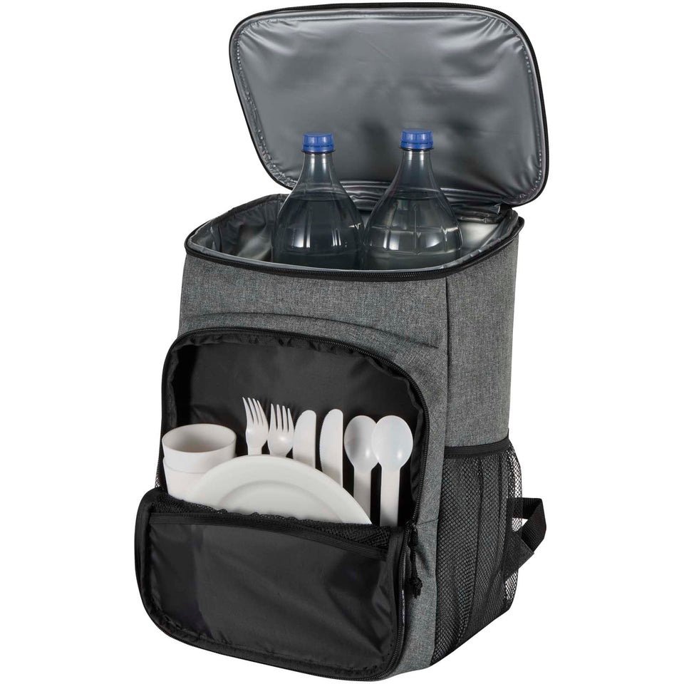 Zaino termico per picnic in materiale riciclato certificato GRS con set di posate Tundra - 20L personalizzato con logo - Pubblienne