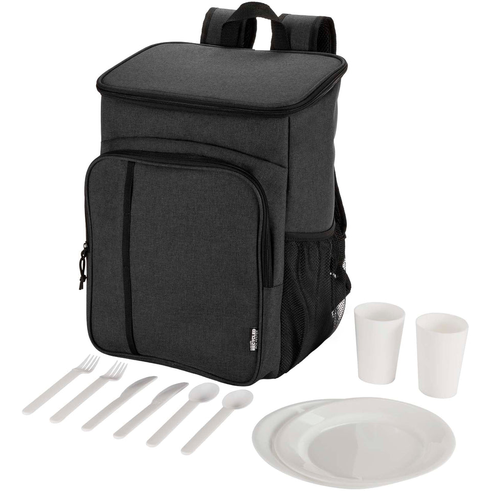 Zaino termico per picnic in materiale riciclato certificato GRS con set di posate Tundra - 20L personalizzato con logo - Pubblienne
