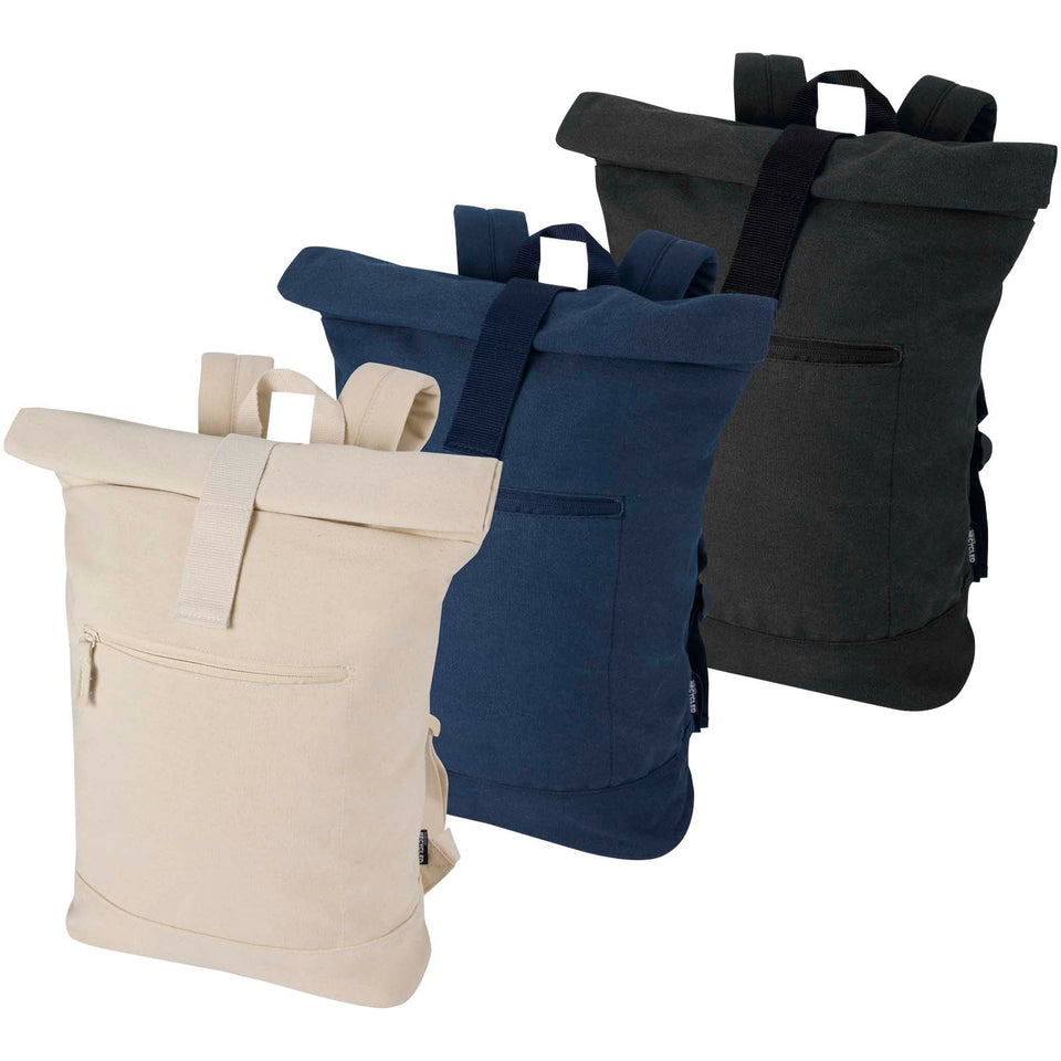 Zaino rolltop per portatile da 14" in materiale riciclato Recanvas - 16L personalizzato con logo - Pubblienne