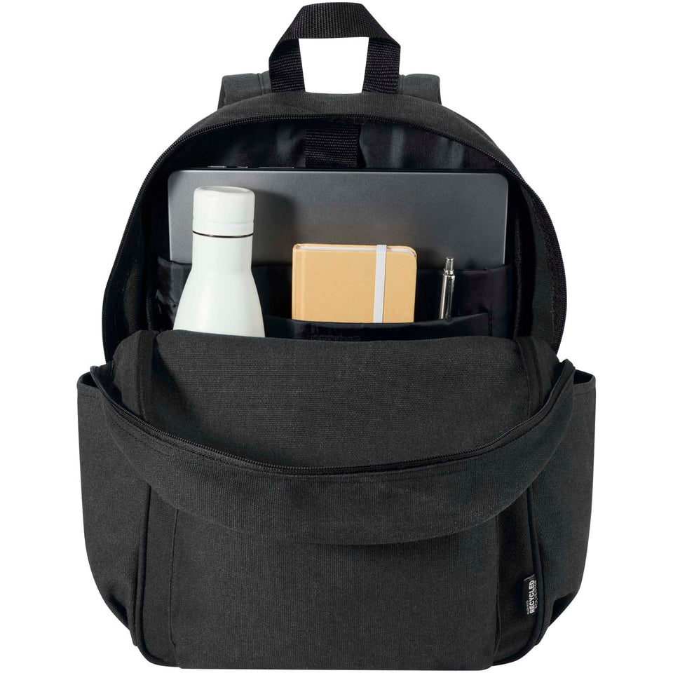 Zaino da città per portatile da 15,6" in materiale riciclato certificato GRS Recanvas - 16L personalizzato con logo - Pubblienne