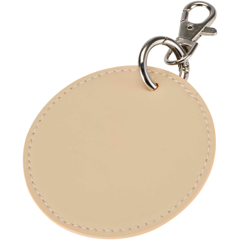 Portachiavi con charm a forma rotonda in materiale riciclato certificato GRS Resi Plus personalizzato con logo - Pubblienne