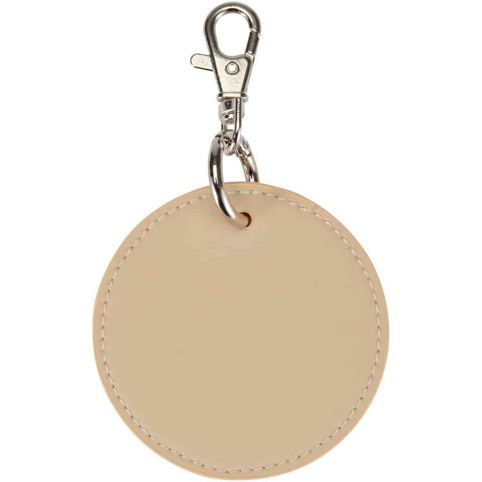 Portachiavi con charm a forma rotonda in materiale riciclato certificato GRS Resi Plus personalizzato con logo - Pubblienne