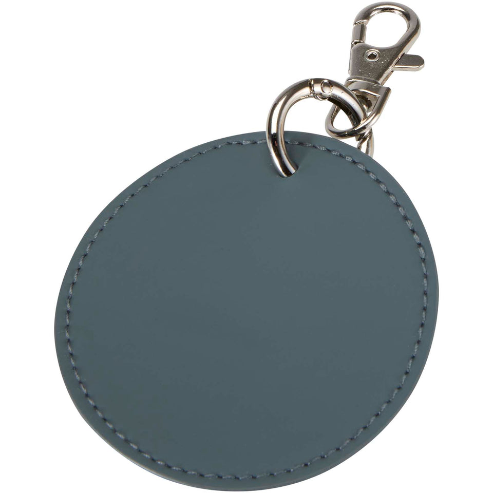 Portachiavi con charm a forma rotonda in materiale riciclato certificato GRS Resi Plus personalizzato con logo - Pubblienne