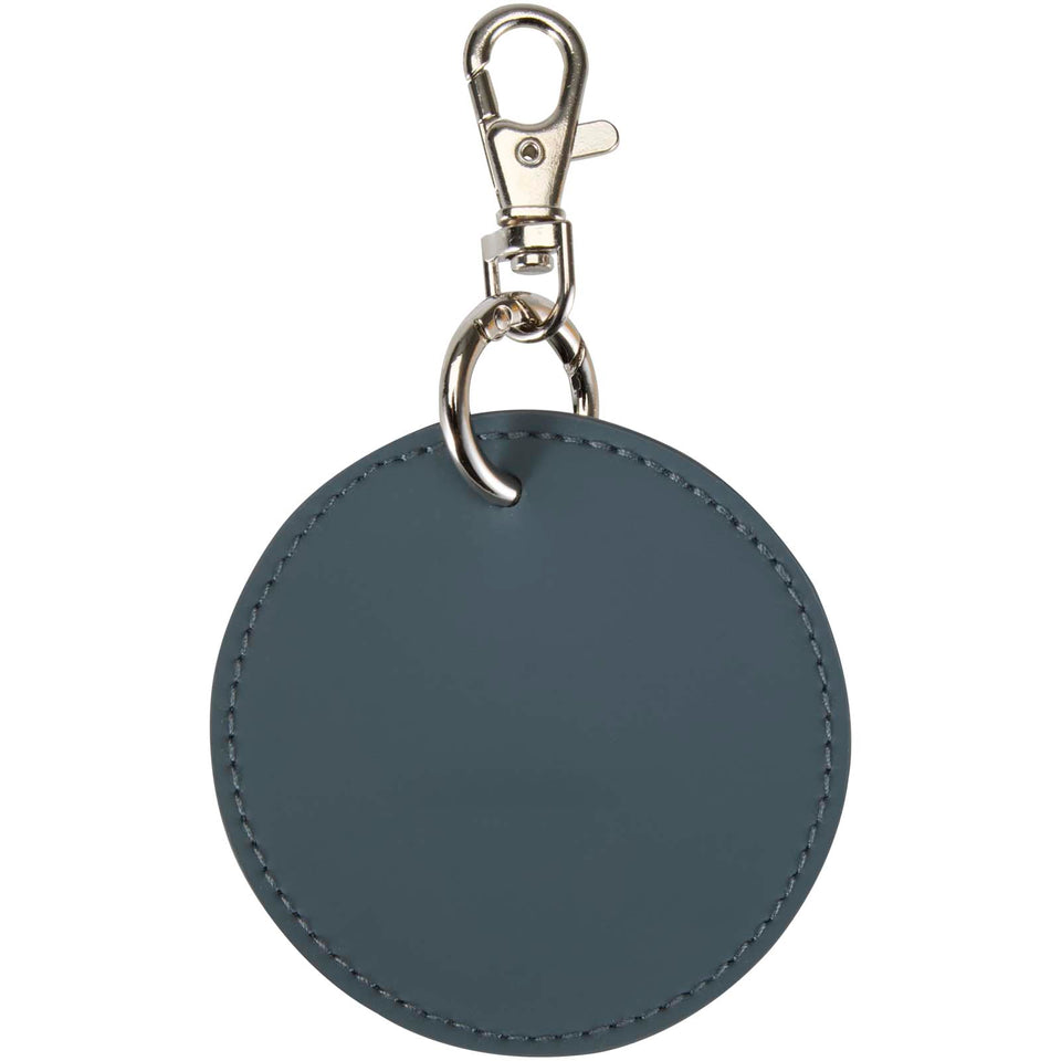 Portachiavi con charm a forma rotonda in materiale riciclato certificato GRS Resi Plus personalizzato con logo - Pubblienne