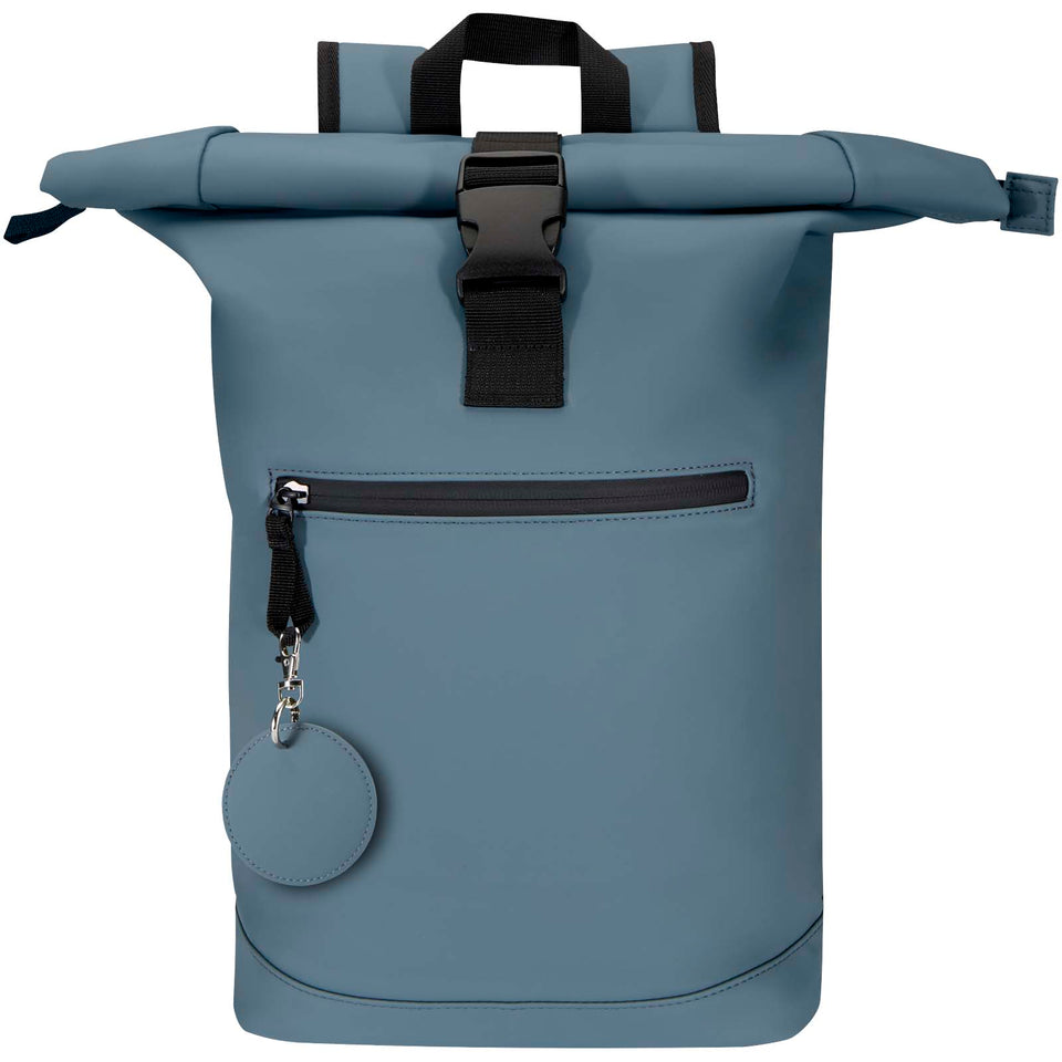 Portachiavi con charm a forma rotonda in materiale riciclato certificato GRS Resi Plus personalizzato con logo - Pubblienne