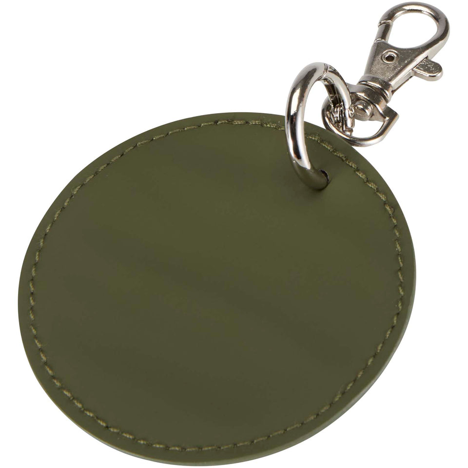 Portachiavi con charm a forma rotonda in materiale riciclato certificato GRS Resi Plus personalizzato con logo - Pubblienne