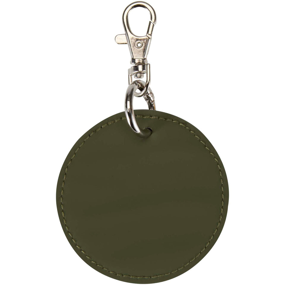 Portachiavi con charm a forma rotonda in materiale riciclato certificato GRS Resi Plus personalizzato con logo - Pubblienne