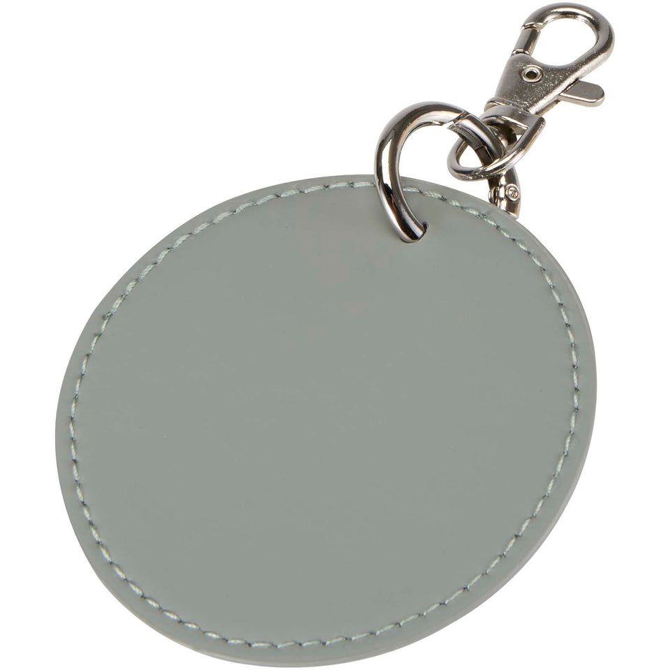 Portachiavi con charm a forma rotonda in materiale riciclato certificato GRS Resi Plus personalizzato con logo - Pubblienne