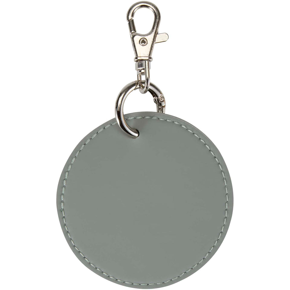 Portachiavi con charm a forma rotonda in materiale riciclato certificato GRS Resi Plus personalizzato con logo - Pubblienne