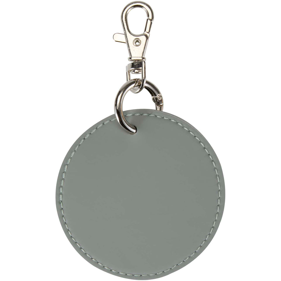 Portachiavi con charm a forma rotonda in materiale riciclato certificato GRS Resi Plus personalizzato con logo - Pubblienne