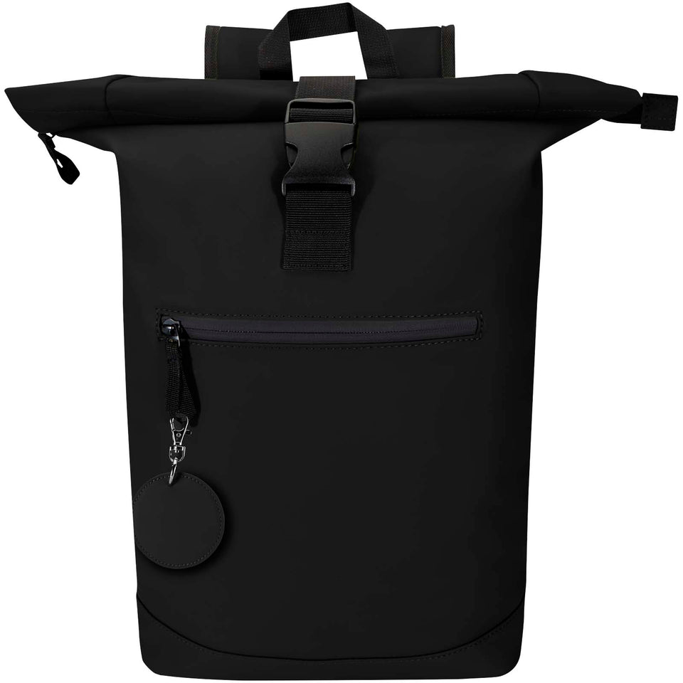Portachiavi con charm a forma rotonda in materiale riciclato certificato GRS Resi Plus personalizzato con logo - Pubblienne