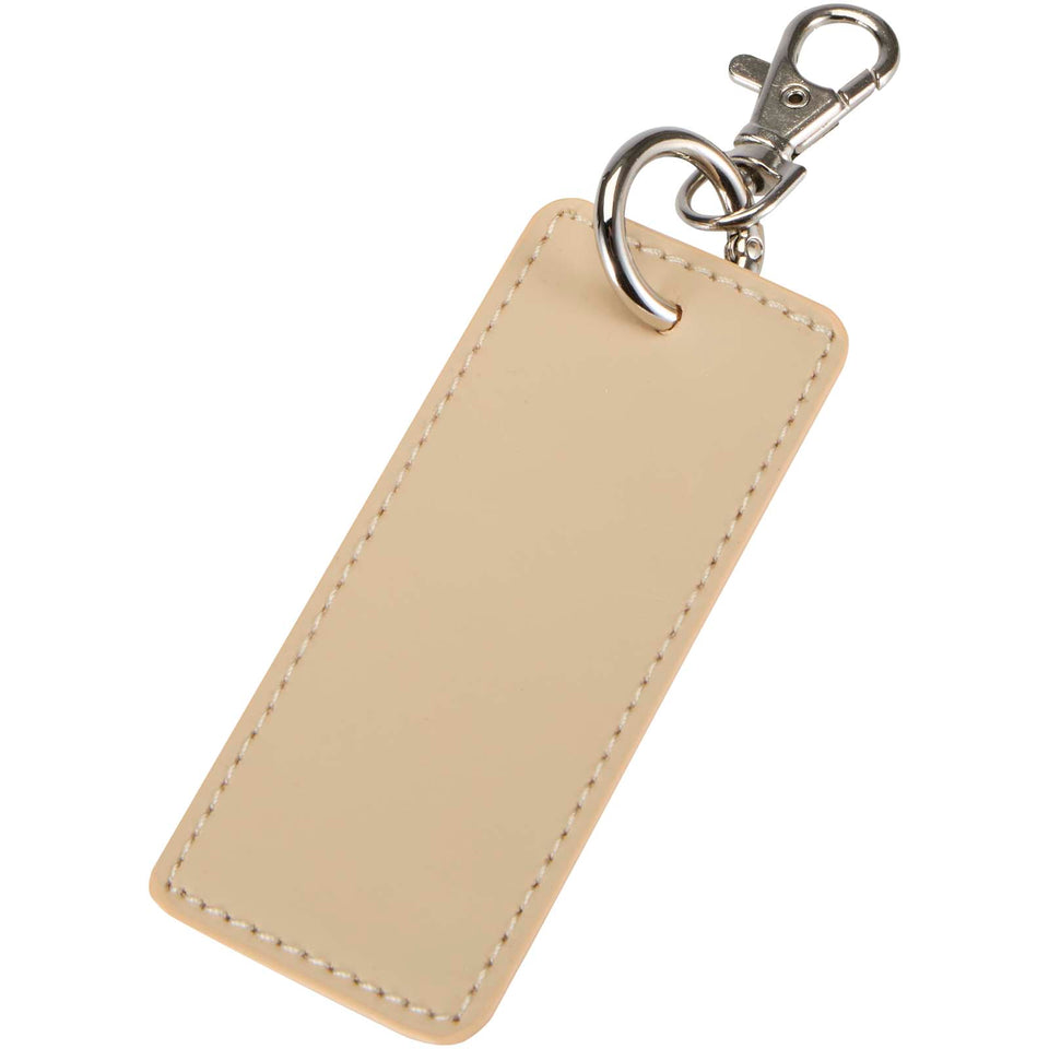 Portachiavi con charm a forma rettangolare in materiale riciclato certificato GRS Resi Plus personalizzato con logo - Pubblienne