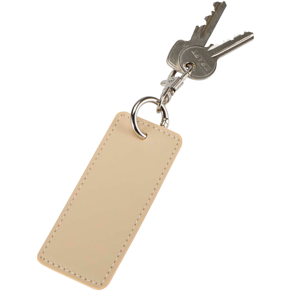 Portachiavi con charm a forma rettangolare in materiale riciclato certificato GRS Resi Plus personalizzato con logo - Pubblienne