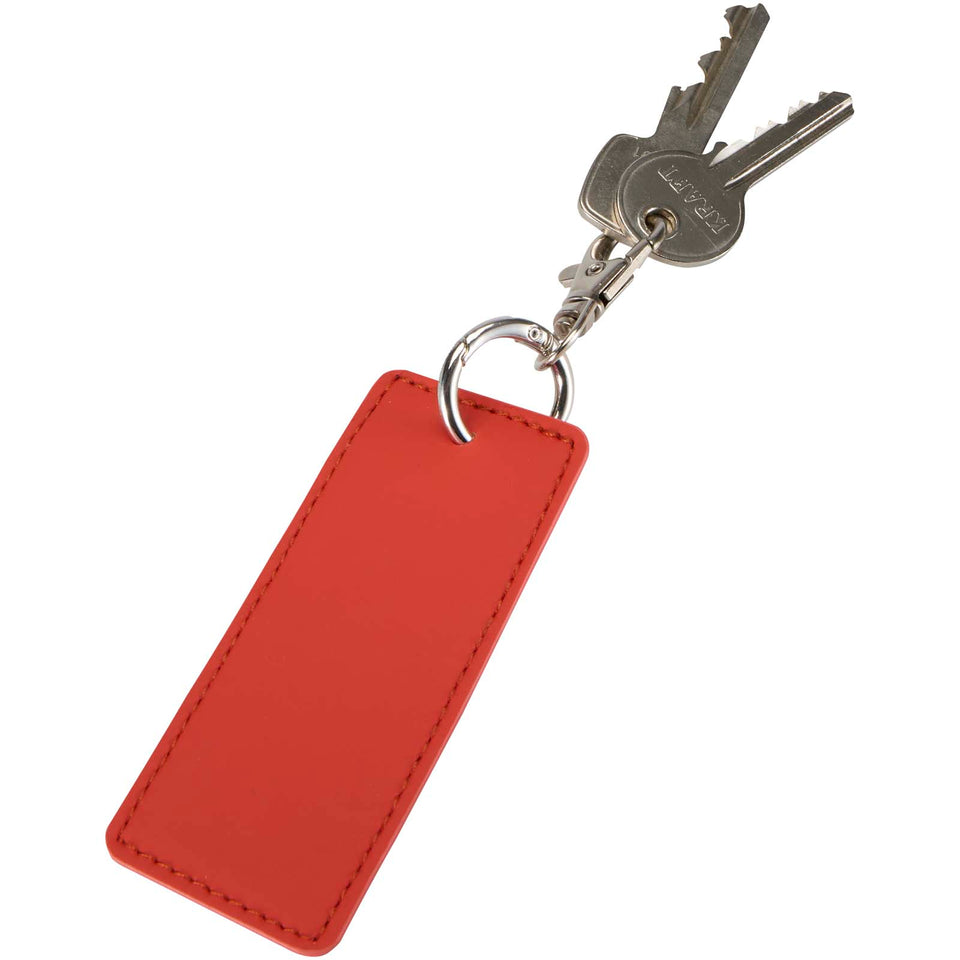 Portachiavi con charm a forma rettangolare in materiale riciclato certificato GRS Resi Plus personalizzato con logo - Pubblienne