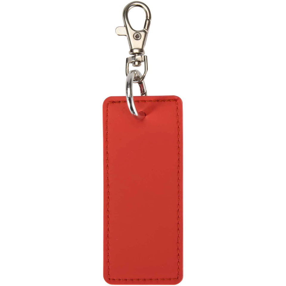 Portachiavi con charm a forma rettangolare in materiale riciclato certificato GRS Resi Plus personalizzato con logo - Pubblienne