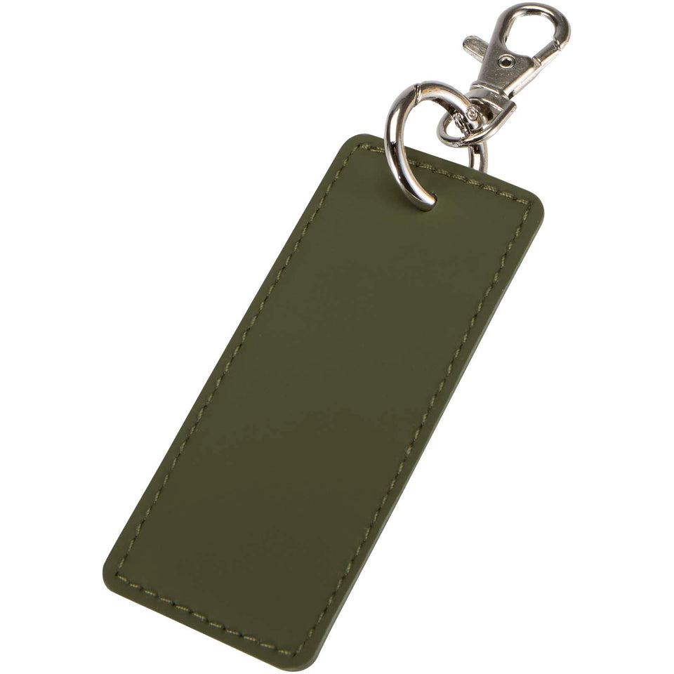 Portachiavi con charm a forma rettangolare in materiale riciclato certificato GRS Resi Plus personalizzato con logo - Pubblienne