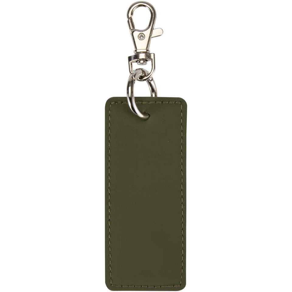 Portachiavi con charm a forma rettangolare in materiale riciclato certificato GRS Resi Plus personalizzato con logo - Pubblienne