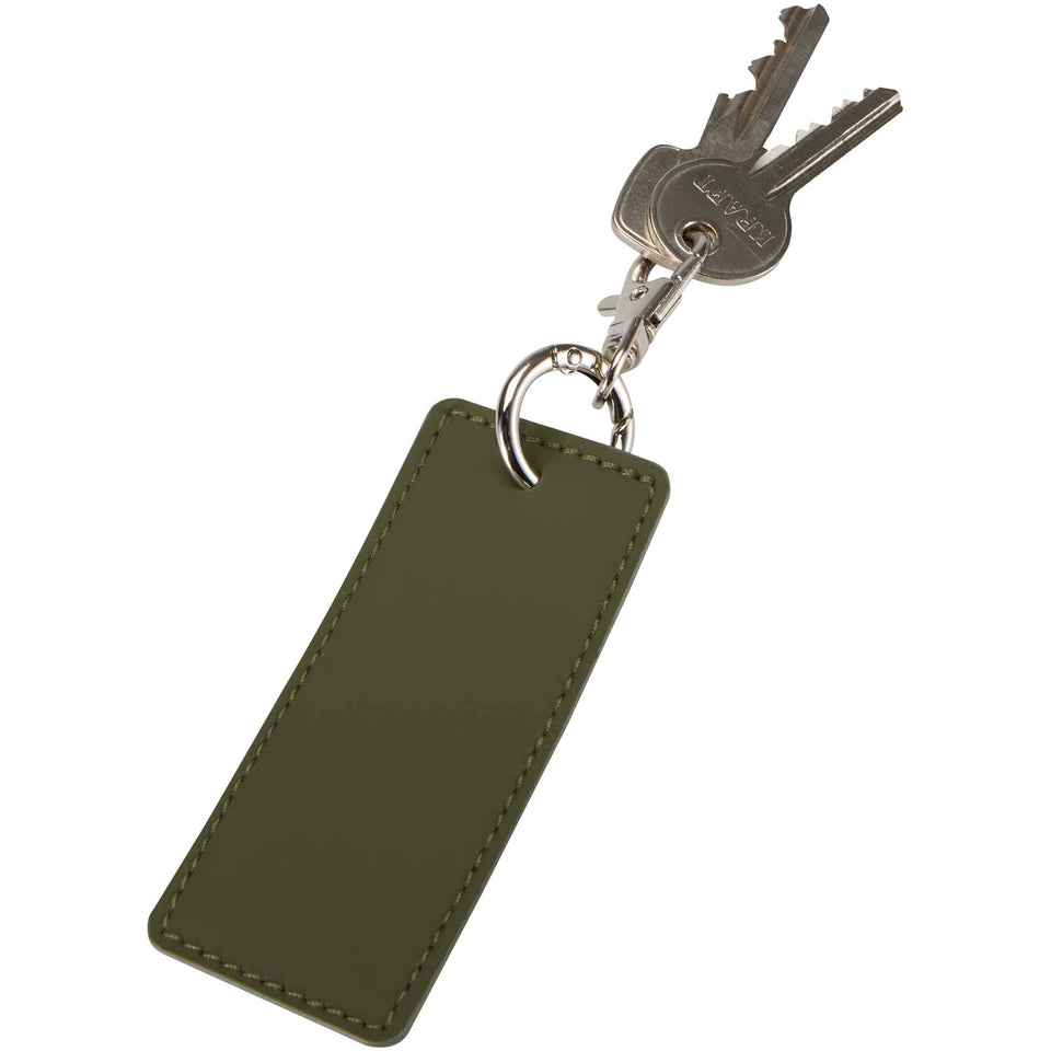 Portachiavi con charm a forma rettangolare in materiale riciclato certificato GRS Resi Plus personalizzato con logo - Pubblienne