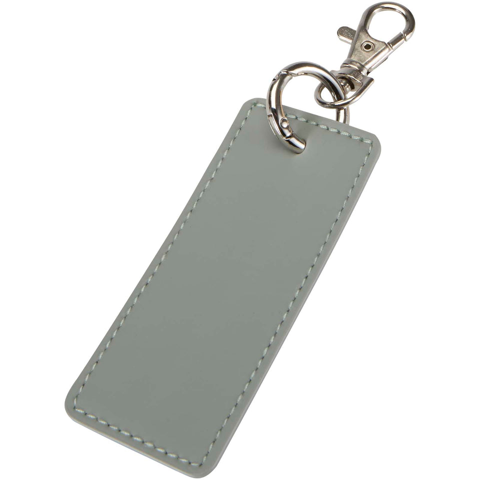 Portachiavi con charm a forma rettangolare in materiale riciclato certificato GRS Resi Plus personalizzato con logo - Pubblienne