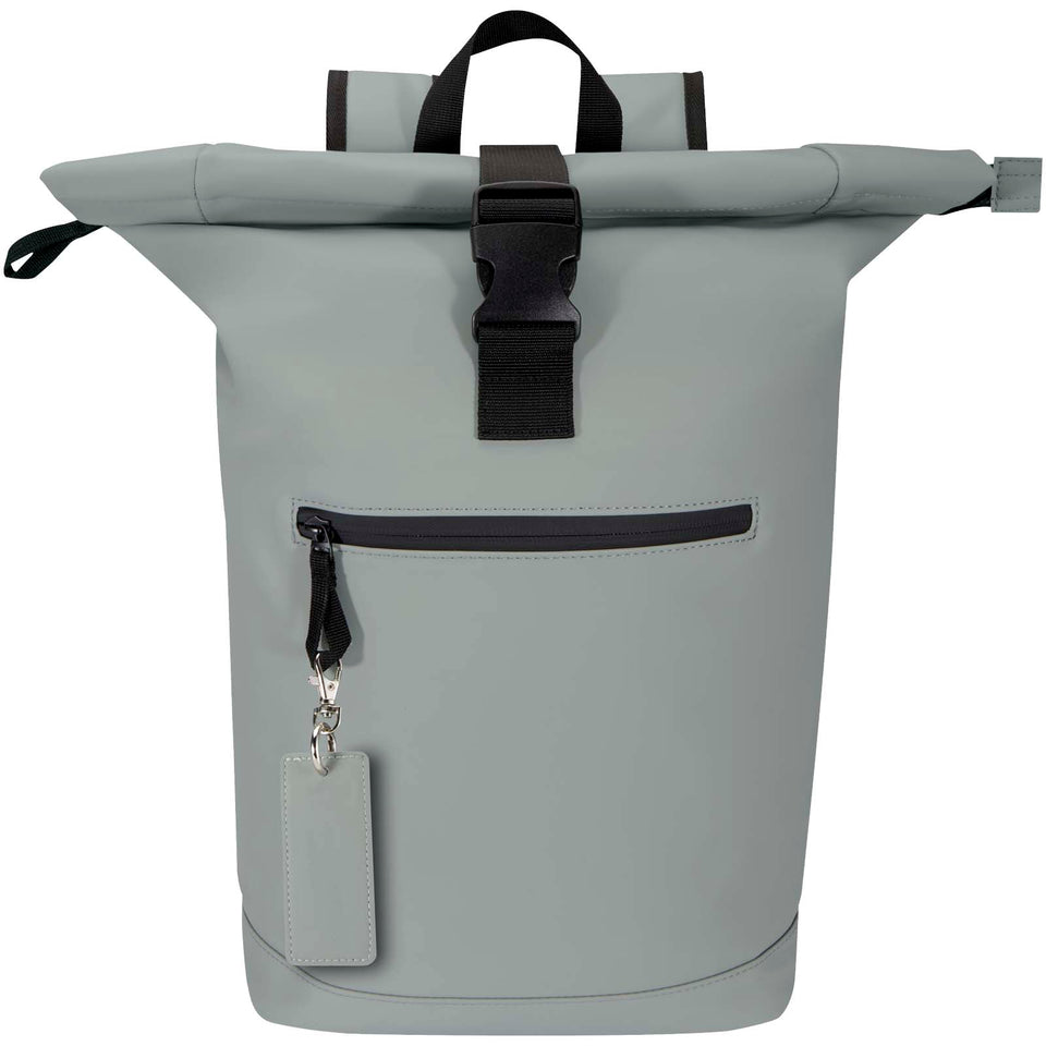 Portachiavi con charm a forma rettangolare in materiale riciclato certificato GRS Resi Plus personalizzato con logo - Pubblienne