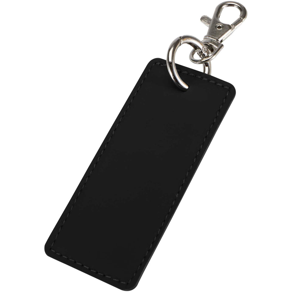 Portachiavi con charm a forma rettangolare in materiale riciclato certificato GRS Resi Plus personalizzato con logo - Pubblienne