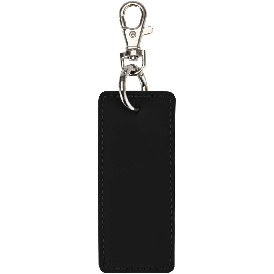 Portachiavi con charm a forma rettangolare in materiale riciclato certificato GRS Resi Plus personalizzato con logo - Pubblienne