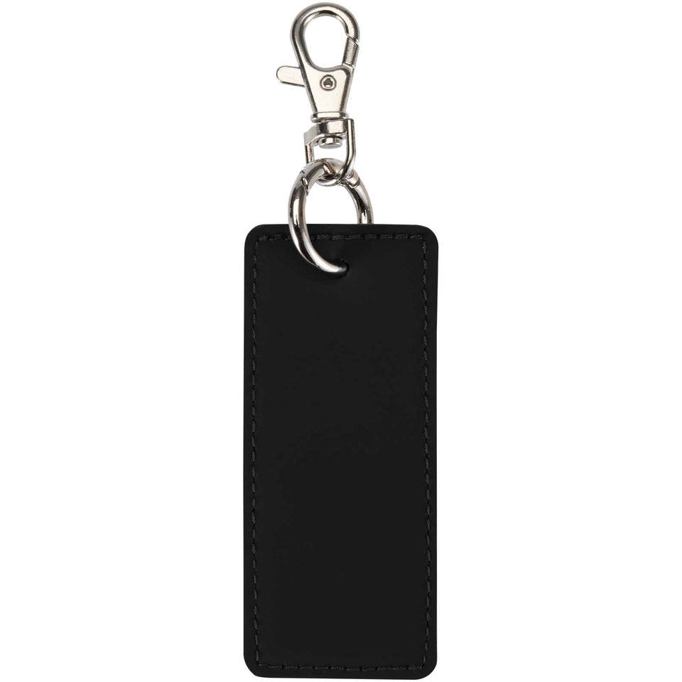 Portachiavi con charm a forma rettangolare in materiale riciclato certificato GRS Resi Plus personalizzato con logo - Pubblienne