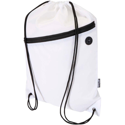 Borsa con coulisse in RPET con tasca frontale con cerniera Oriole - 5L personalizzato con logo - Pubblienne