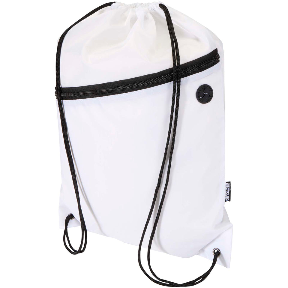 Borsa con coulisse in RPET con tasca frontale con cerniera Oriole - 5L personalizzato con logo - Pubblienne