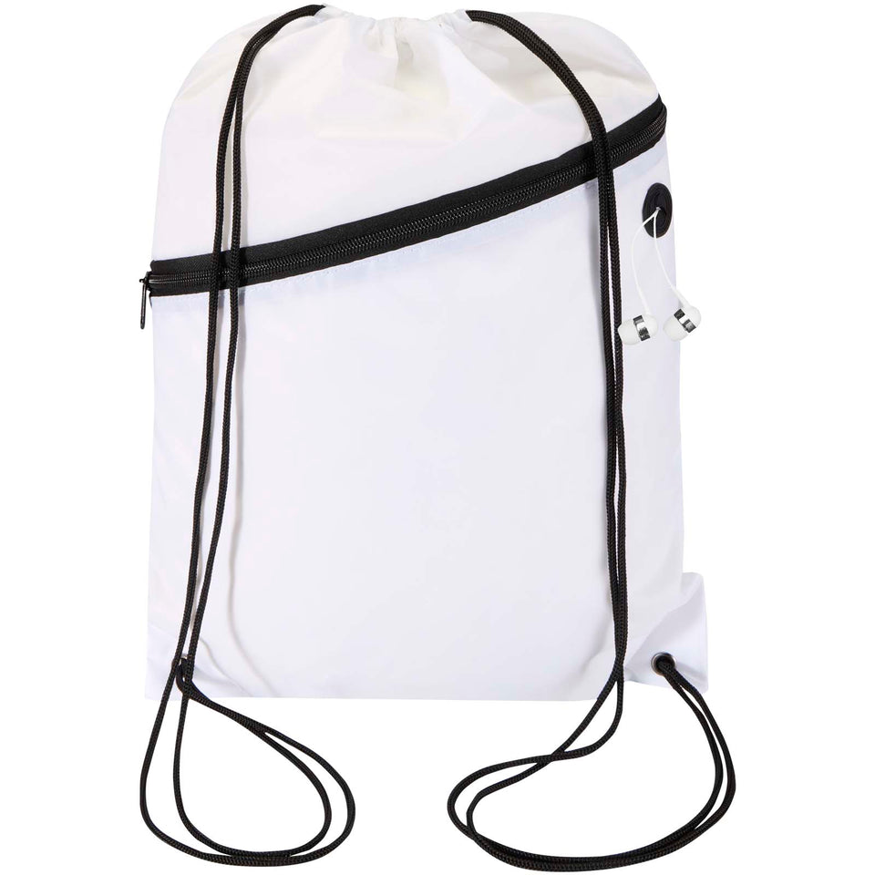 Borsa con coulisse in RPET con tasca frontale con cerniera Oriole - 5L personalizzato con logo - Pubblienne