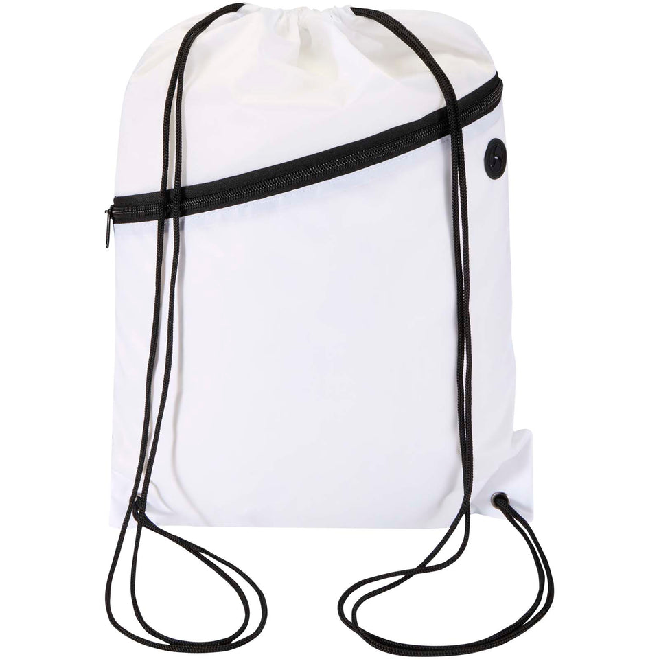 Borsa con coulisse in RPET con tasca frontale con cerniera Oriole - 5L personalizzato con logo - Pubblienne