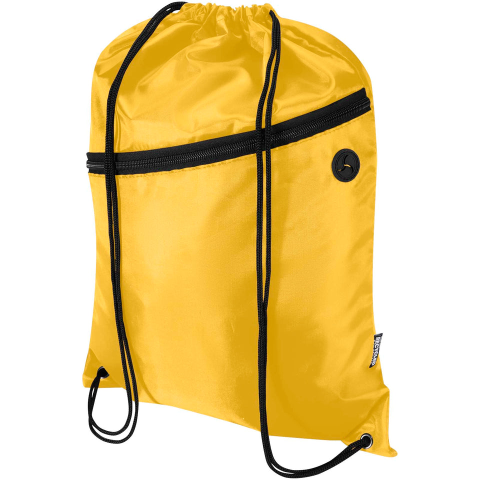 Borsa con coulisse in RPET con tasca frontale con cerniera Oriole - 5L personalizzato con logo - Pubblienne