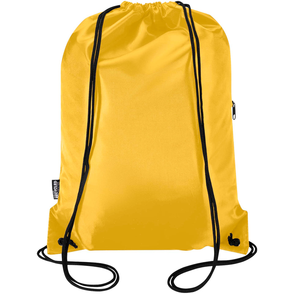 Borsa con coulisse in RPET con tasca frontale con cerniera Oriole - 5L personalizzato con logo - Pubblienne