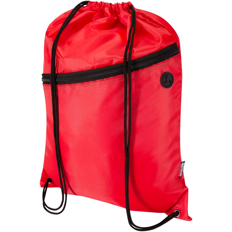 Borsa con coulisse in RPET con tasca frontale con cerniera Oriole - 5L personalizzato con logo - Pubblienne