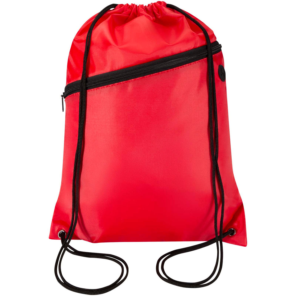 Borsa con coulisse in RPET con tasca frontale con cerniera Oriole - 5L personalizzato con logo - Pubblienne
