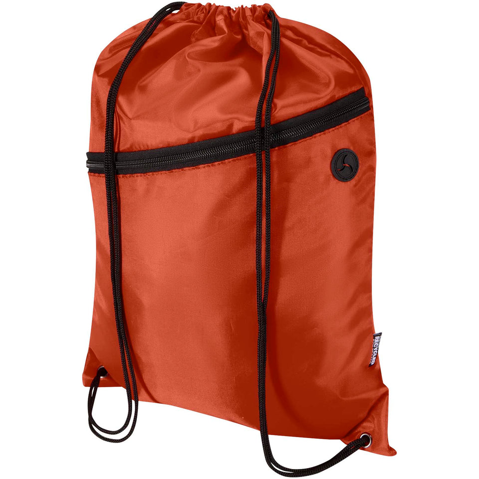 Borsa con coulisse in RPET con tasca frontale con cerniera Oriole - 5L personalizzato con logo - Pubblienne