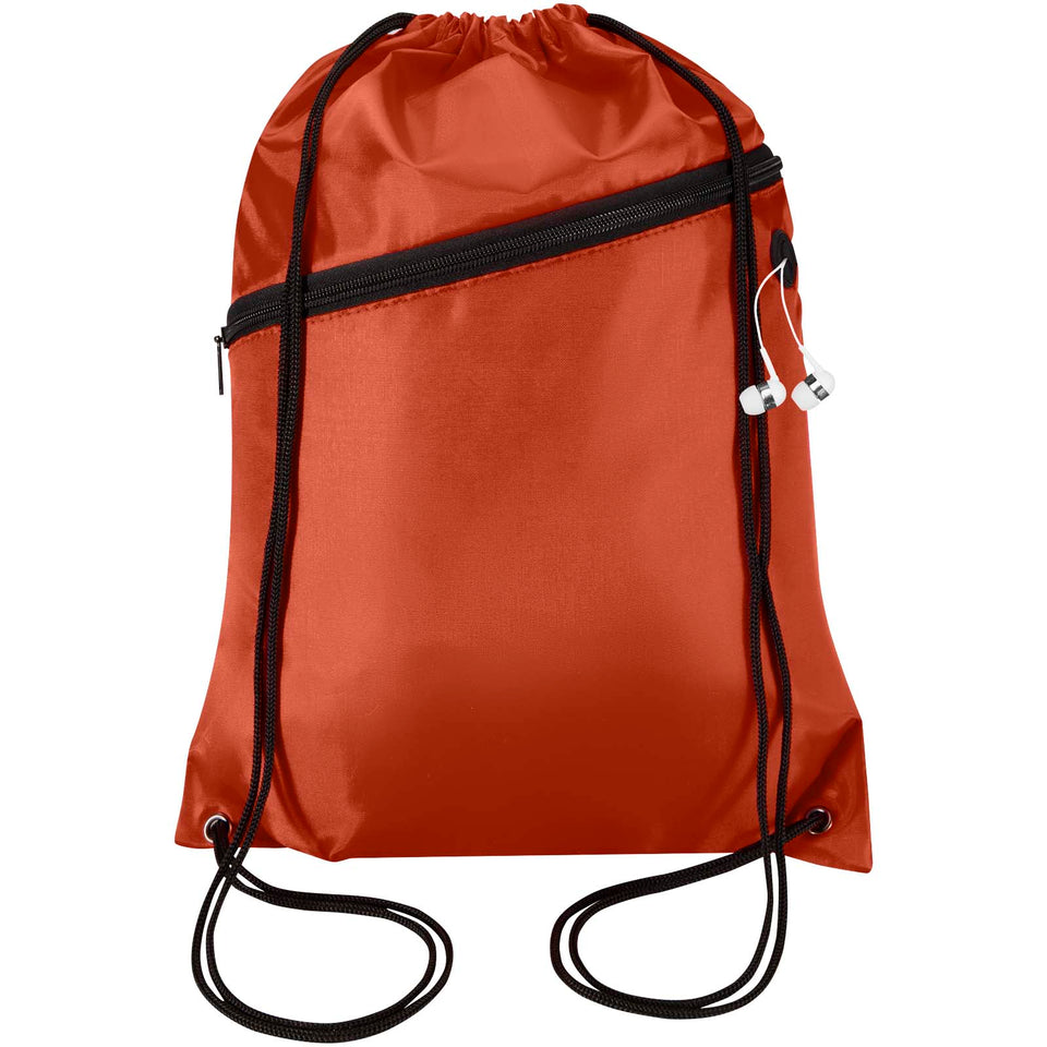 Borsa con coulisse in RPET con tasca frontale con cerniera Oriole - 5L personalizzato con logo - Pubblienne