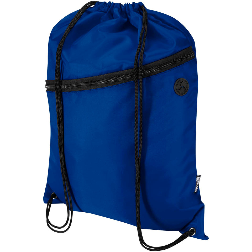 Borsa con coulisse in RPET con tasca frontale con cerniera Oriole - 5L personalizzato con logo - Pubblienne