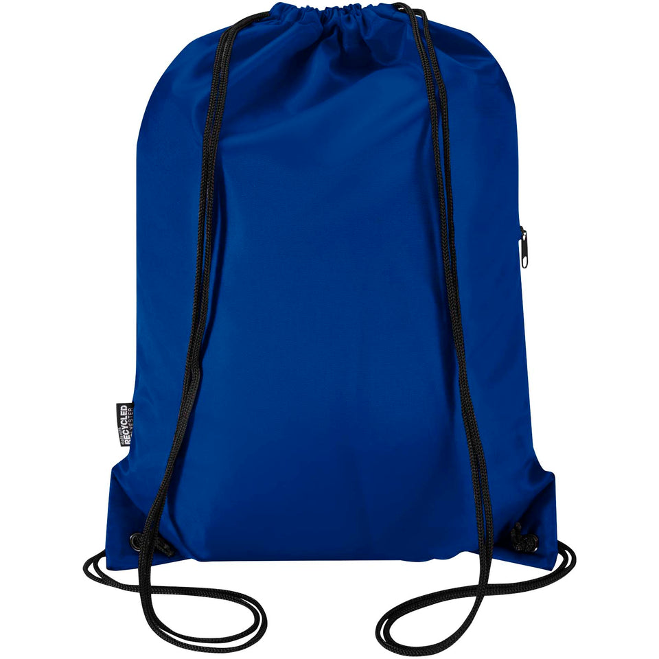 Borsa con coulisse in RPET con tasca frontale con cerniera Oriole - 5L personalizzato con logo - Pubblienne