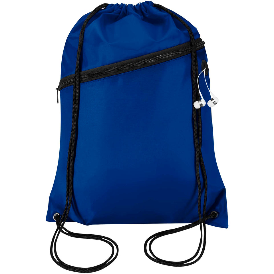 Borsa con coulisse in RPET con tasca frontale con cerniera Oriole - 5L personalizzato con logo - Pubblienne