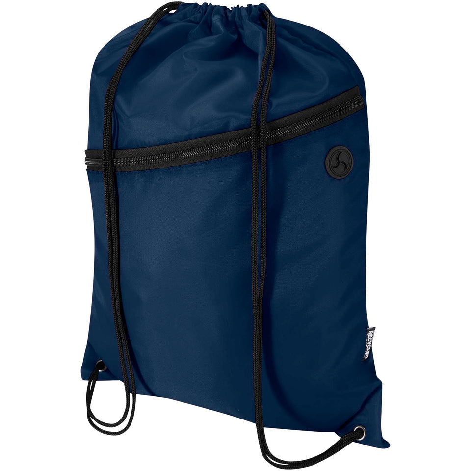 Borsa con coulisse in RPET con tasca frontale con cerniera Oriole - 5L personalizzato con logo - Pubblienne