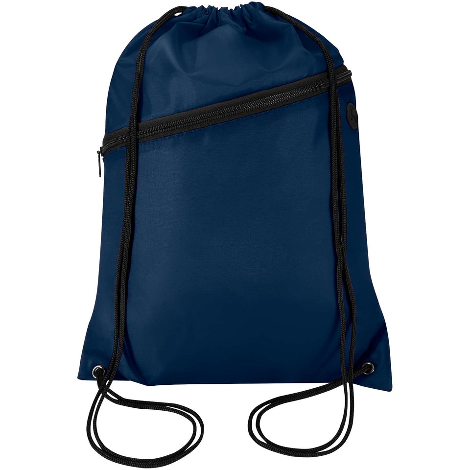Borsa con coulisse in RPET con tasca frontale con cerniera Oriole - 5L personalizzato con logo - Pubblienne