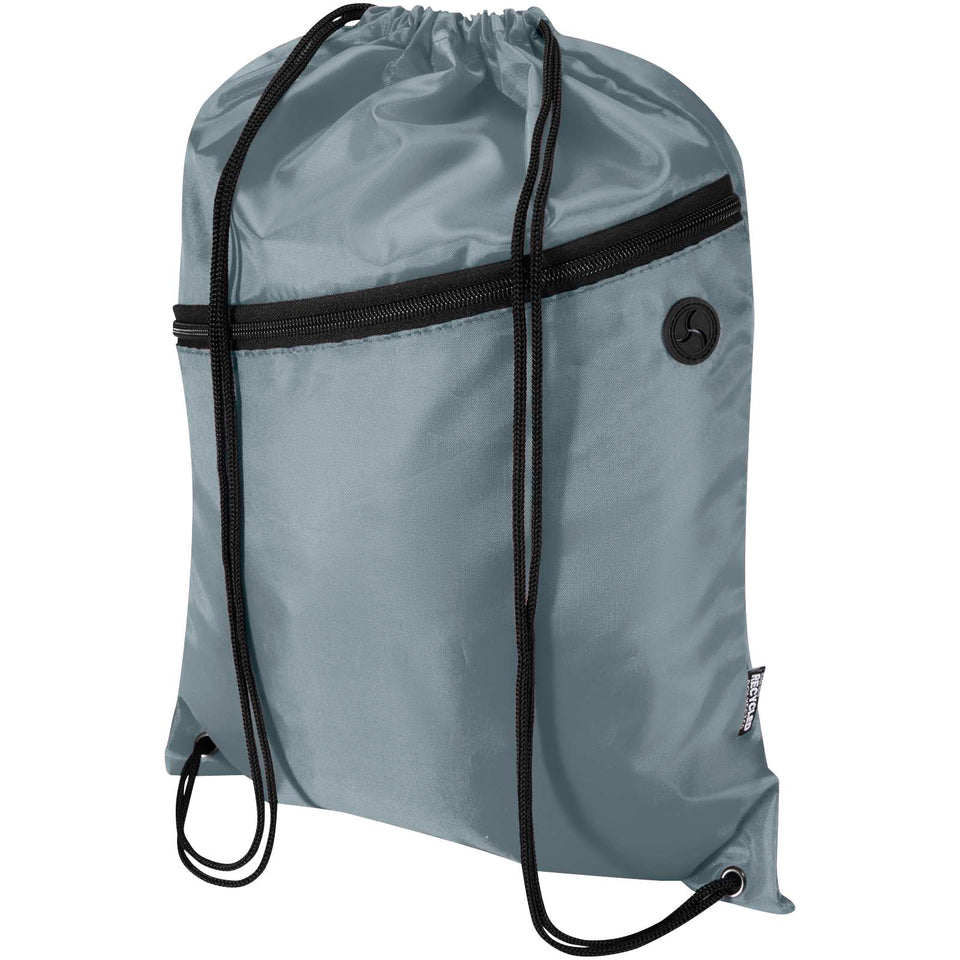 Borsa con coulisse in RPET con tasca frontale con cerniera Oriole - 5L personalizzato con logo - Pubblienne